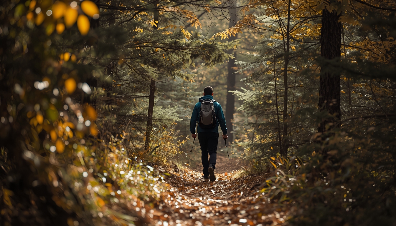 Person walking through nature as part of a consistent daily rhythm